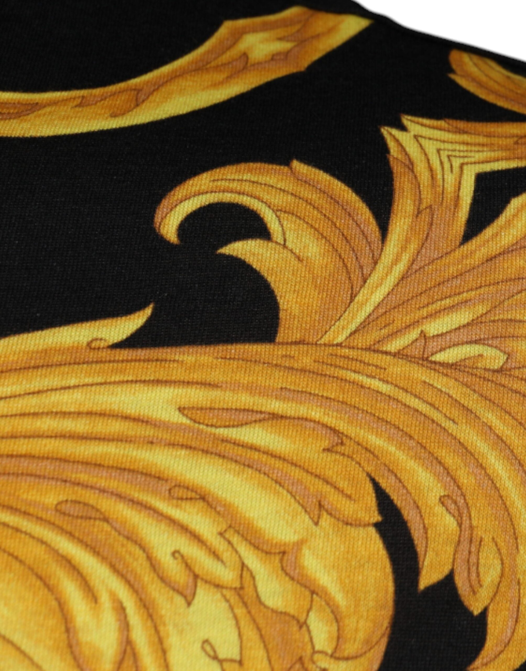 Camiseta de algodón con cuello redondo y estampado de Medusa negra de Versace