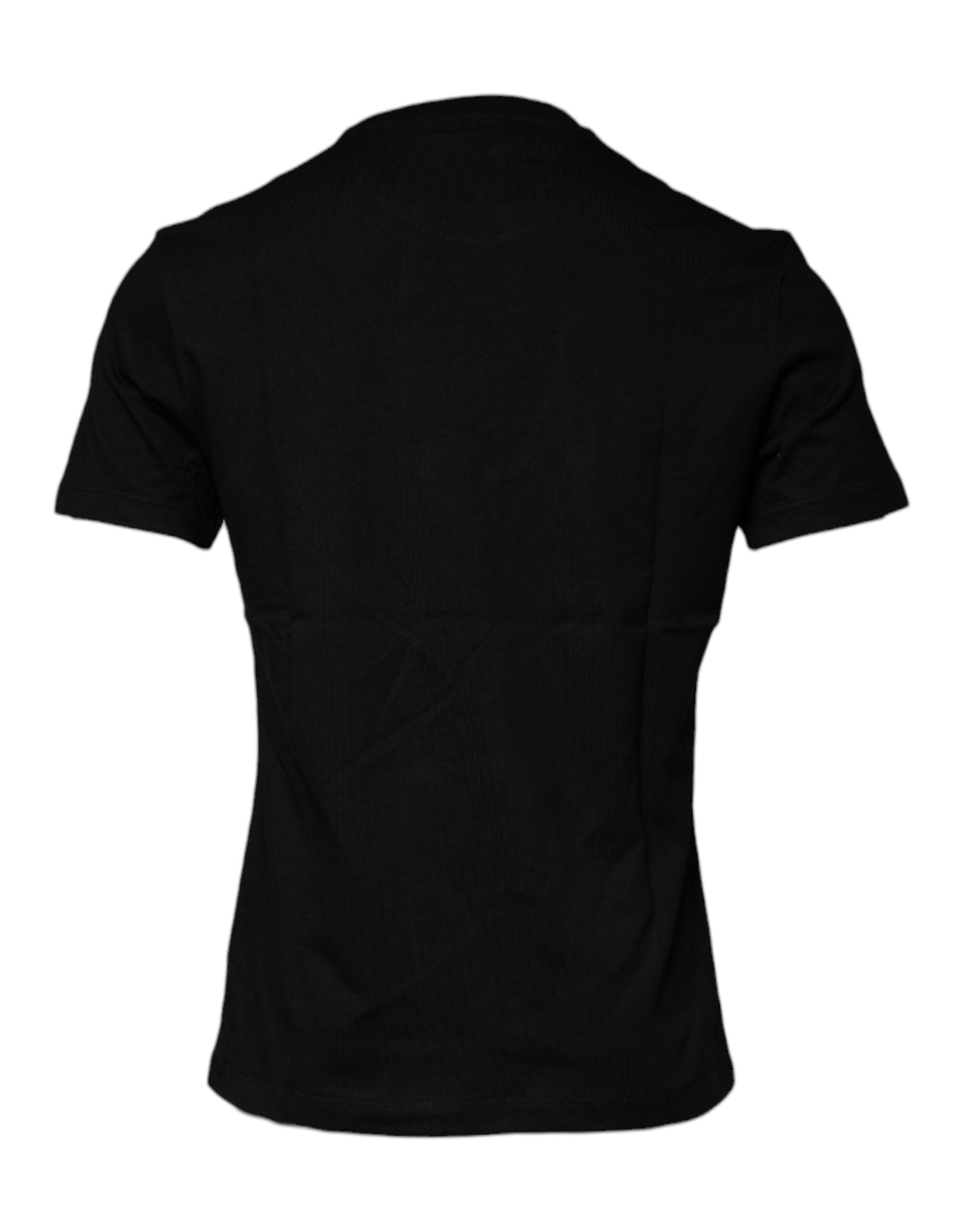 Camiseta de algodón con cuello redondo y estampado de Medusa negra de Versace