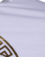 Camiseta de algodón con cuello redondo y estampado de Medusa blanca de Versace