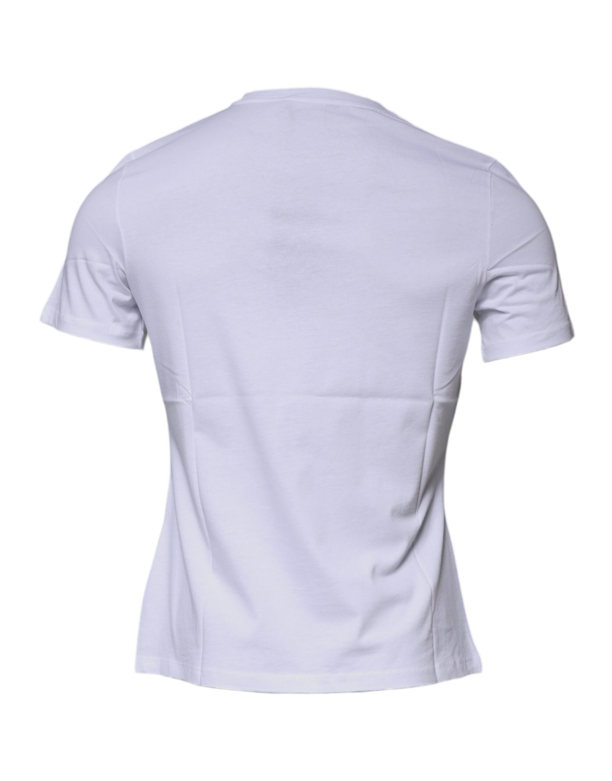 Camiseta de algodón con cuello redondo y estampado de Medusa blanca de Versace