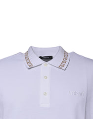 Polo de manga corta con cuello de viscosa blanca de Versace para hombre