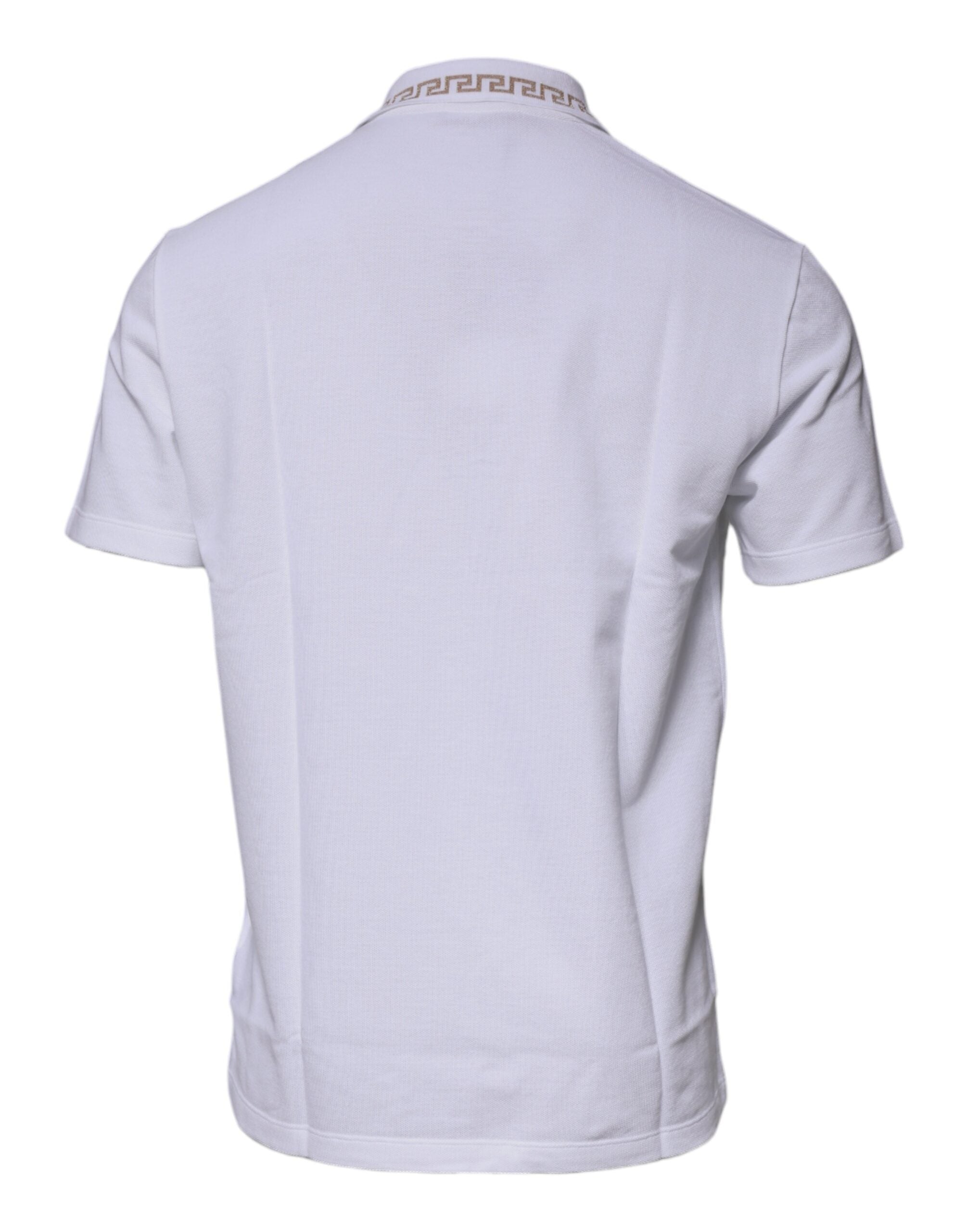 Polo de manga corta con cuello de viscosa blanca de Versace para hombre