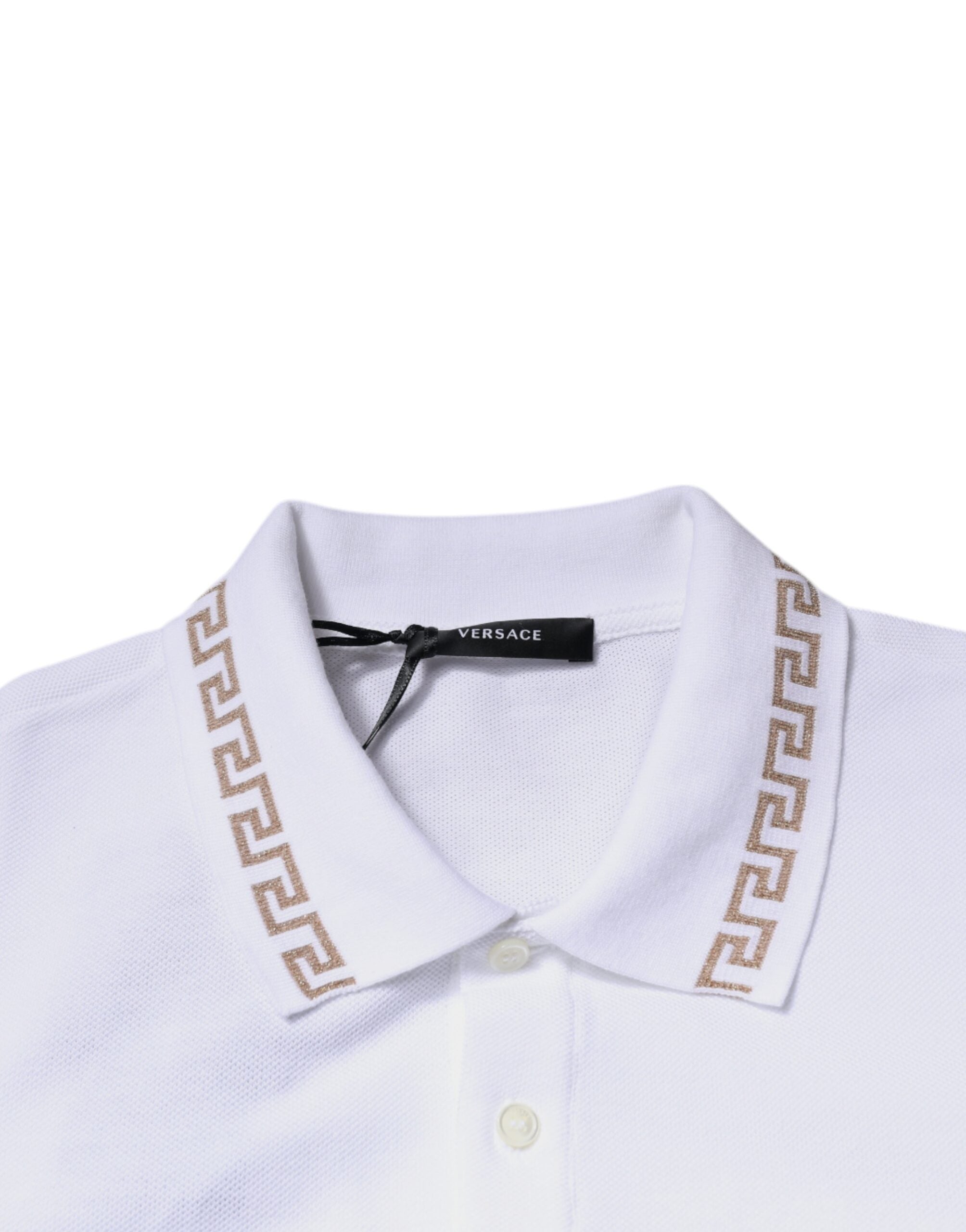 Polo de manga corta con cuello de viscosa blanca de Versace para hombre
