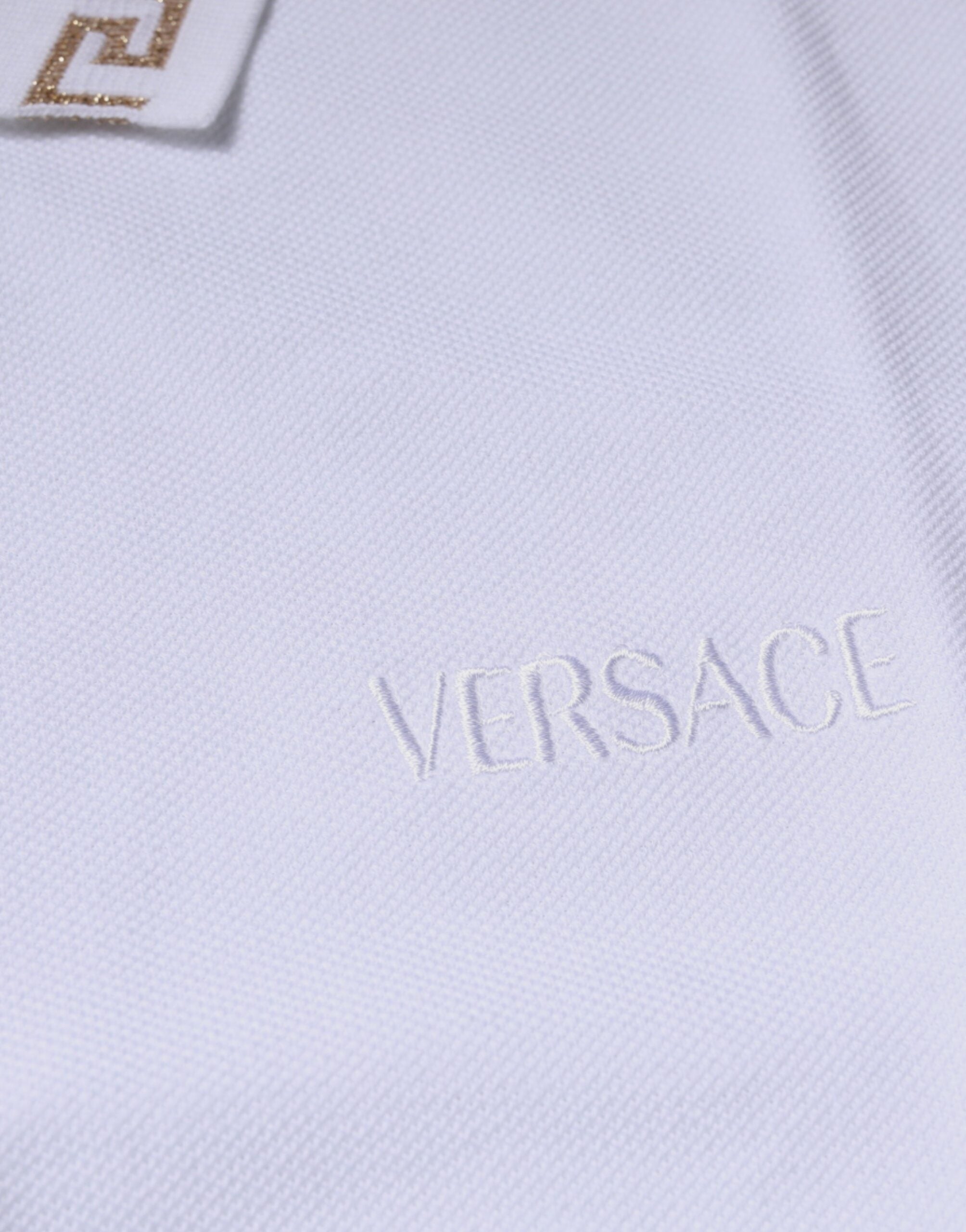 Polo de manga corta con cuello de viscosa blanca de Versace para hombre
