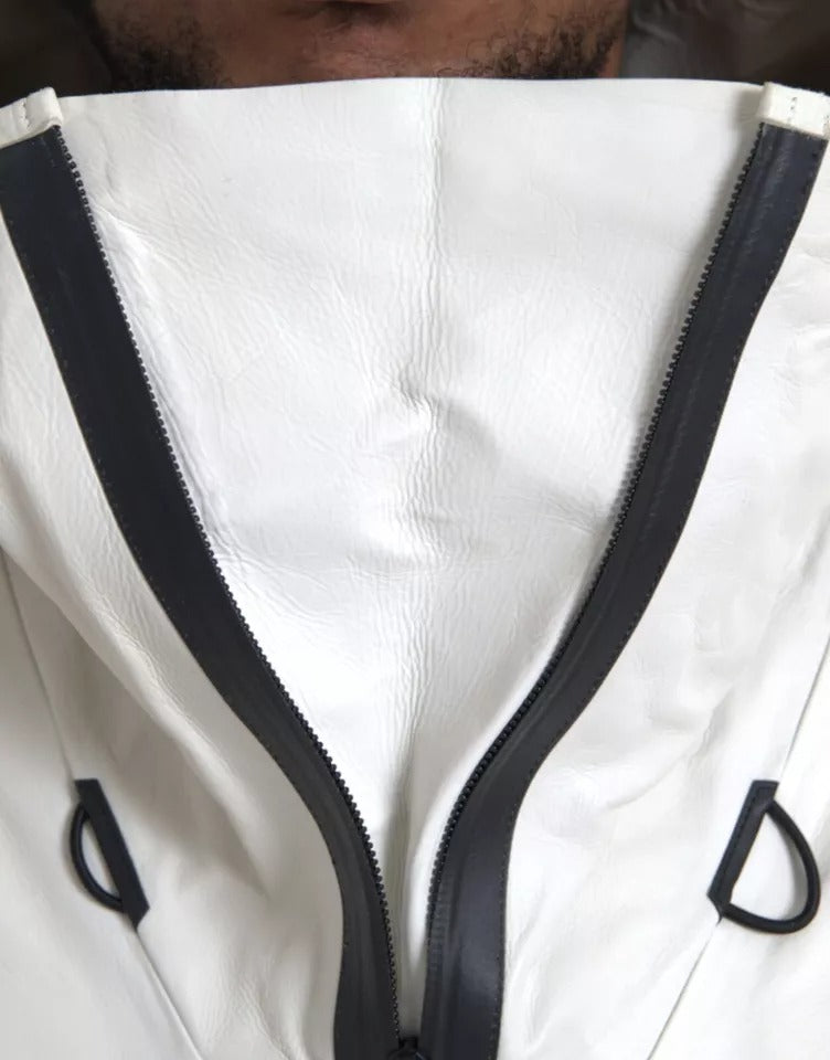 Chaqueta impermeable de cuero blanco para hombre de Bottega Veneta
