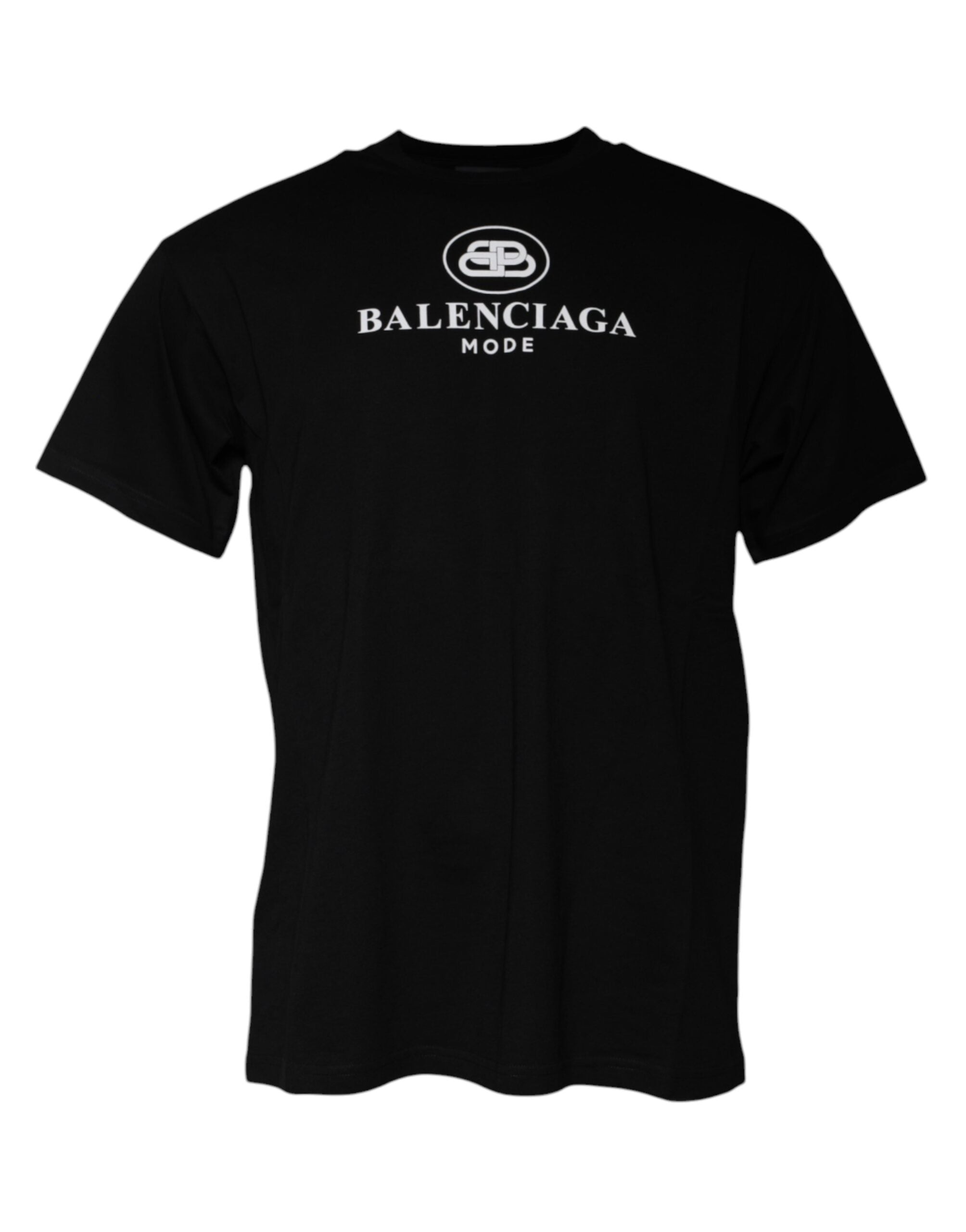 Camiseta de algodón negra de Balenciaga con cuello redondo y manga corta y estampado del logotipo
