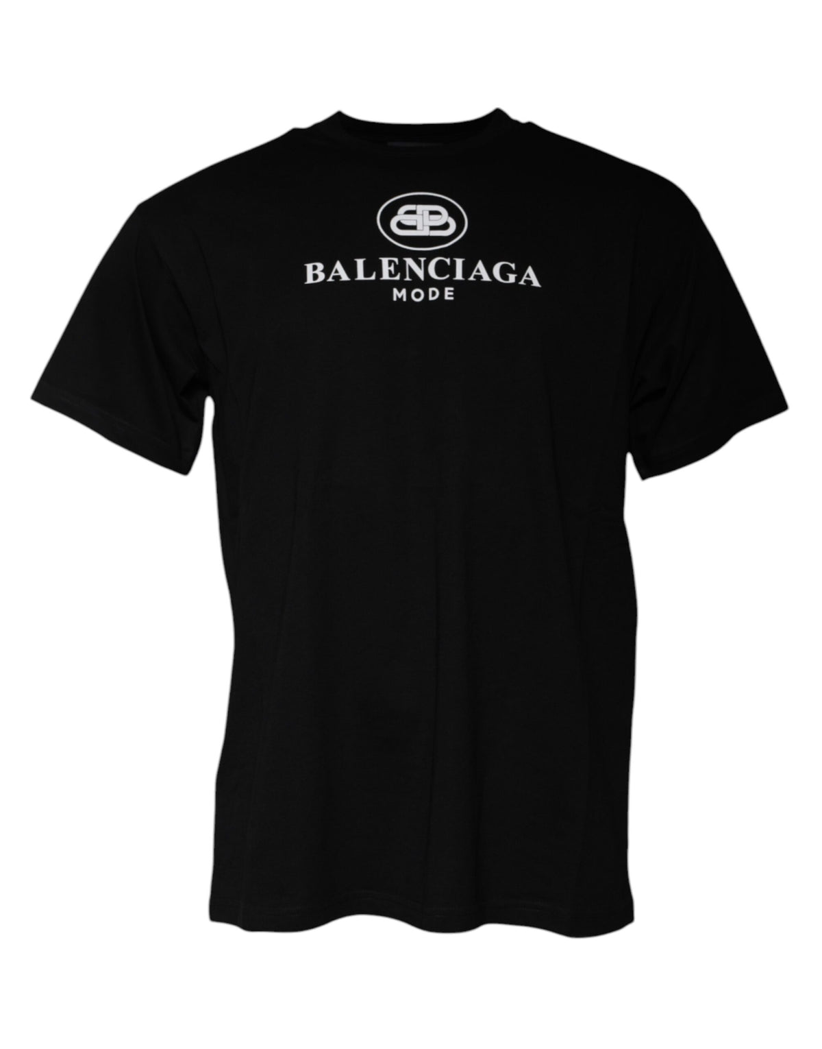 Camiseta de algodón negra de Balenciaga con cuello redondo y manga corta y estampado del logotipo