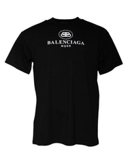 Camiseta de algodón negra de Balenciaga con cuello redondo y manga corta y estampado del logotipo