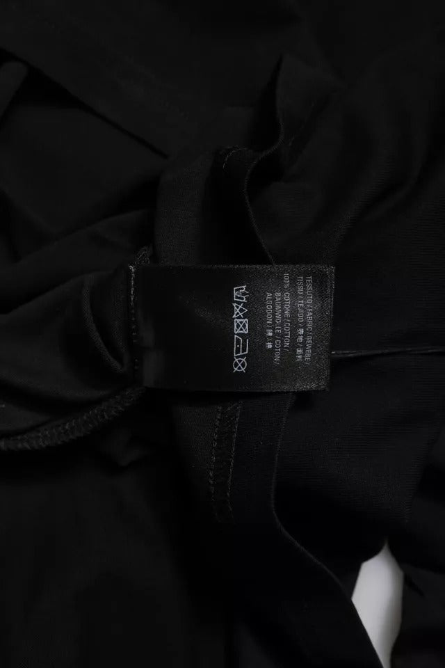 Camiseta de algodón negra de Balenciaga con cuello redondo y manga corta y estampado del logotipo