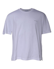 Camiseta de algodón de manga corta y cuello redondo con logotipo blanco de Balenciaga