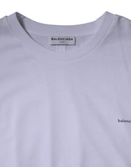 Camiseta de algodón de manga corta y cuello redondo con logotipo blanco de Balenciaga