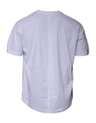 Camiseta de algodón de manga corta y cuello redondo con logotipo blanco de Balenciaga