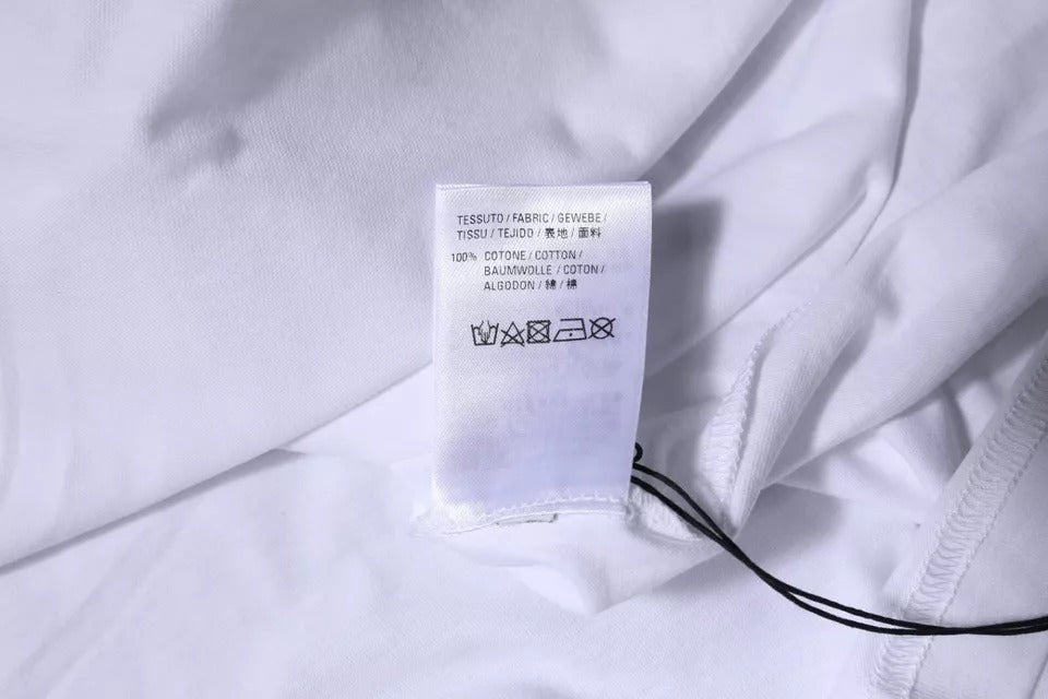 Camiseta de algodón de manga corta y cuello redondo con logotipo blanco de Balenciaga