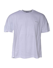 Camiseta de algodón de jersey con cuello redondo y manga corta con logotipo blanco de Balenciaga