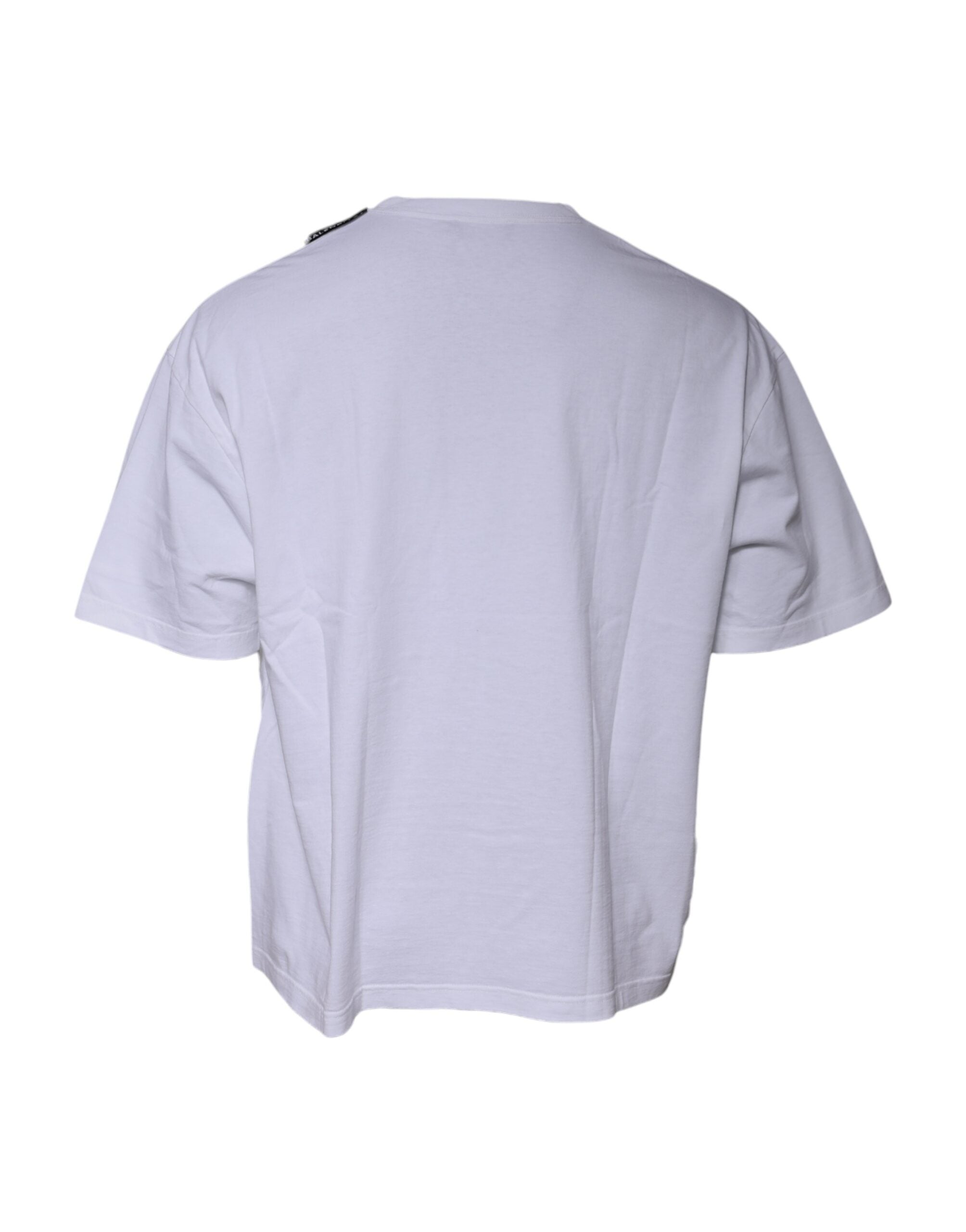 Camiseta de algodón de jersey con cuello redondo y manga corta con logotipo blanco de Balenciaga