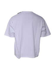 Camiseta de algodón de jersey con cuello redondo y manga corta con logotipo blanco de Balenciaga