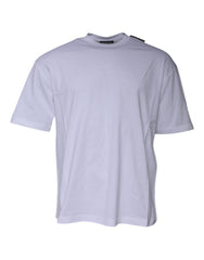 Camiseta de algodón de jersey con cuello redondo y manga corta con logotipo blanco de Balenciaga