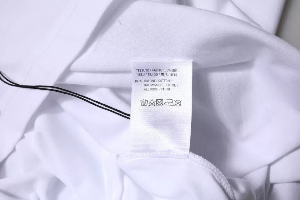 Camiseta de algodón de jersey con cuello redondo y manga corta con logotipo blanco de Balenciaga