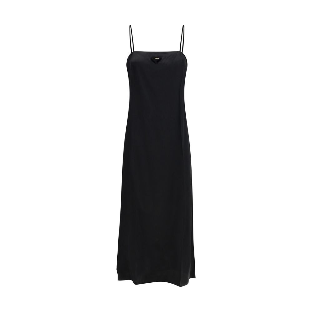 Vestido lencero largo de seda Prada