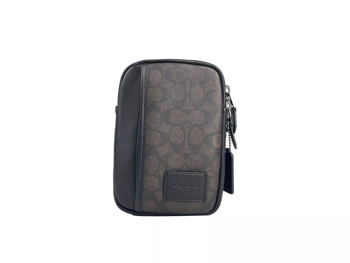 Mochila bandolera Coach Edge L Pack color nogal negro (CW347)