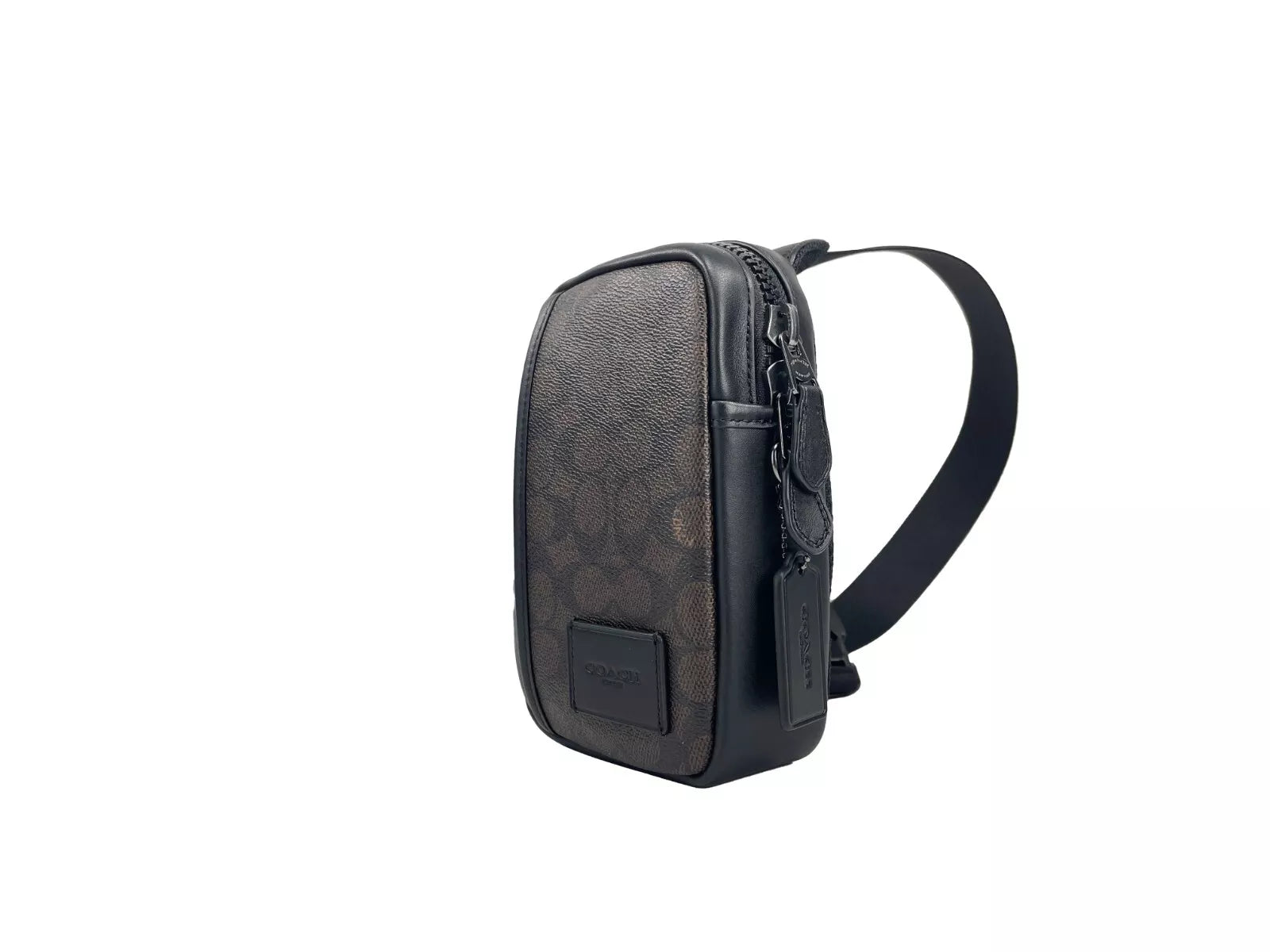 Mochila bandolera Coach Edge L Pack color nogal negro (CW347)