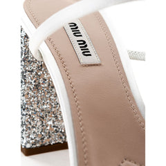 Sandalia de seda blanca Miu Miu
