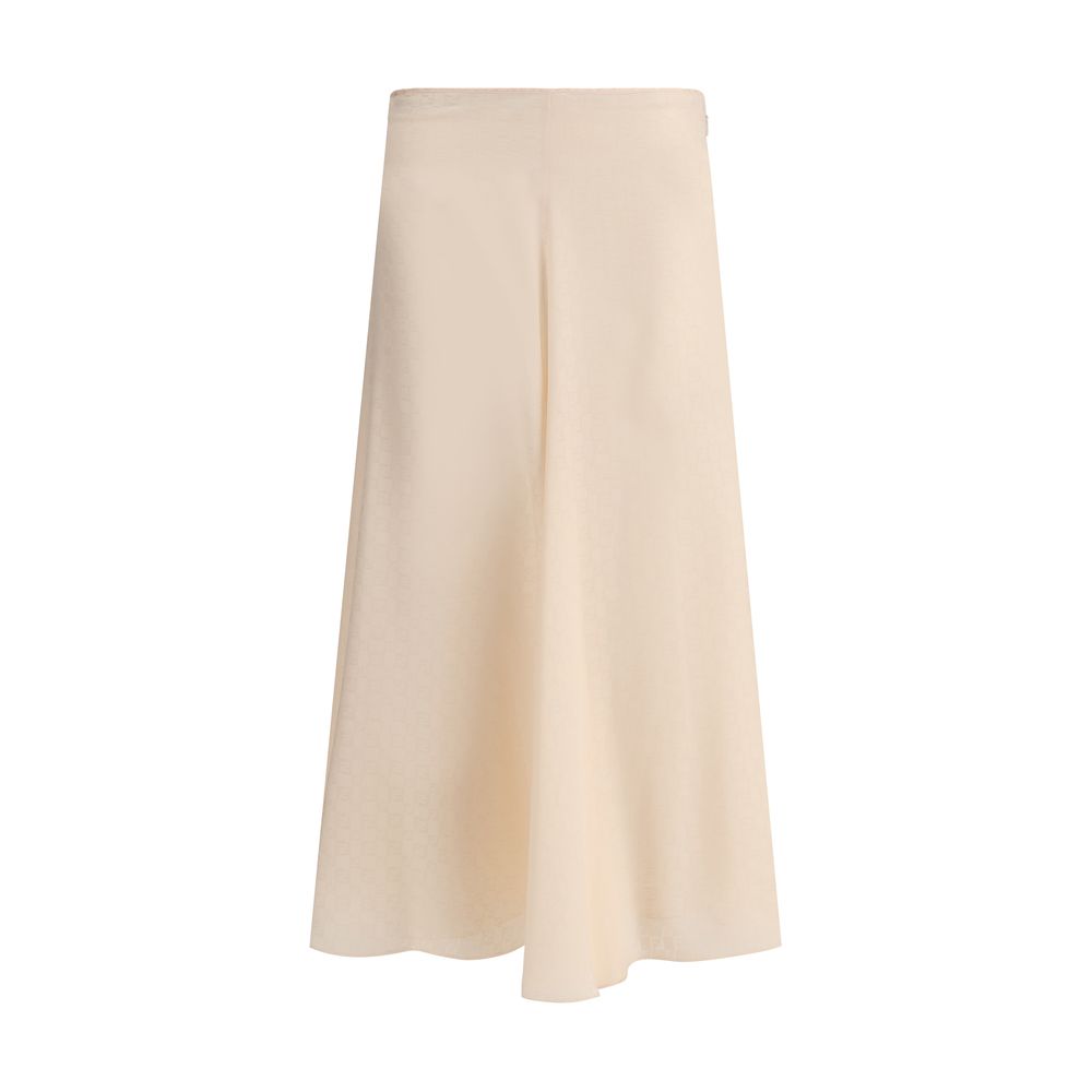 Falda midi de seda Fendi