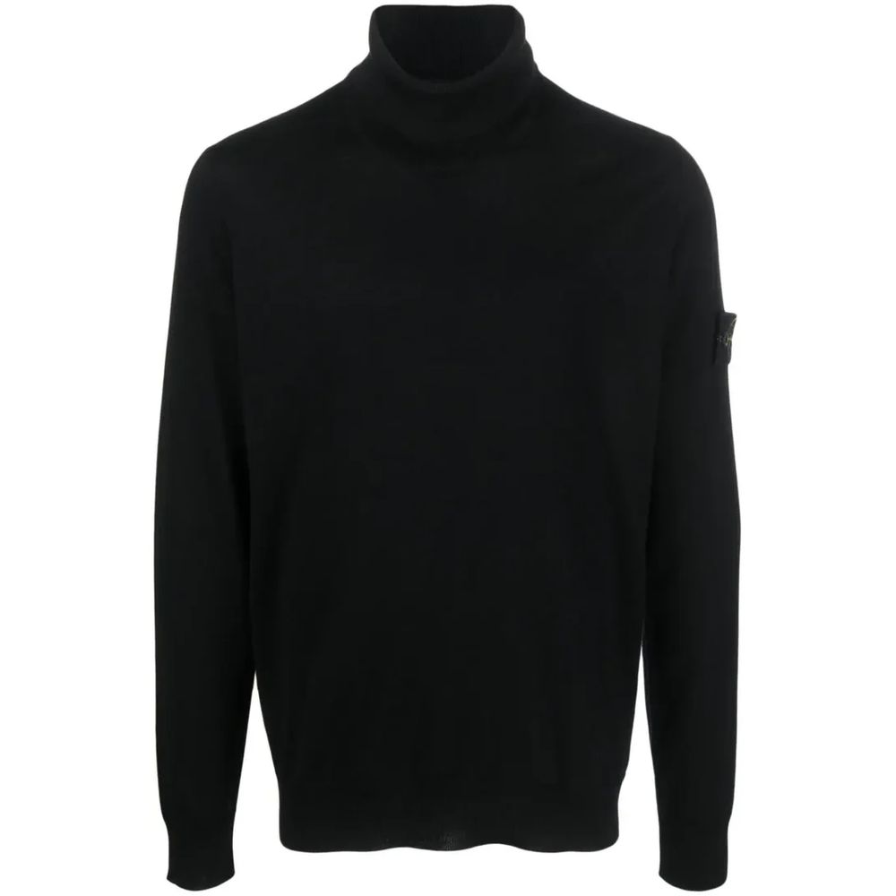 Suéter de lana negra para hombre de Stone Island