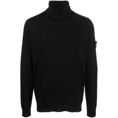 Suéter de lana negra para hombre de Stone Island