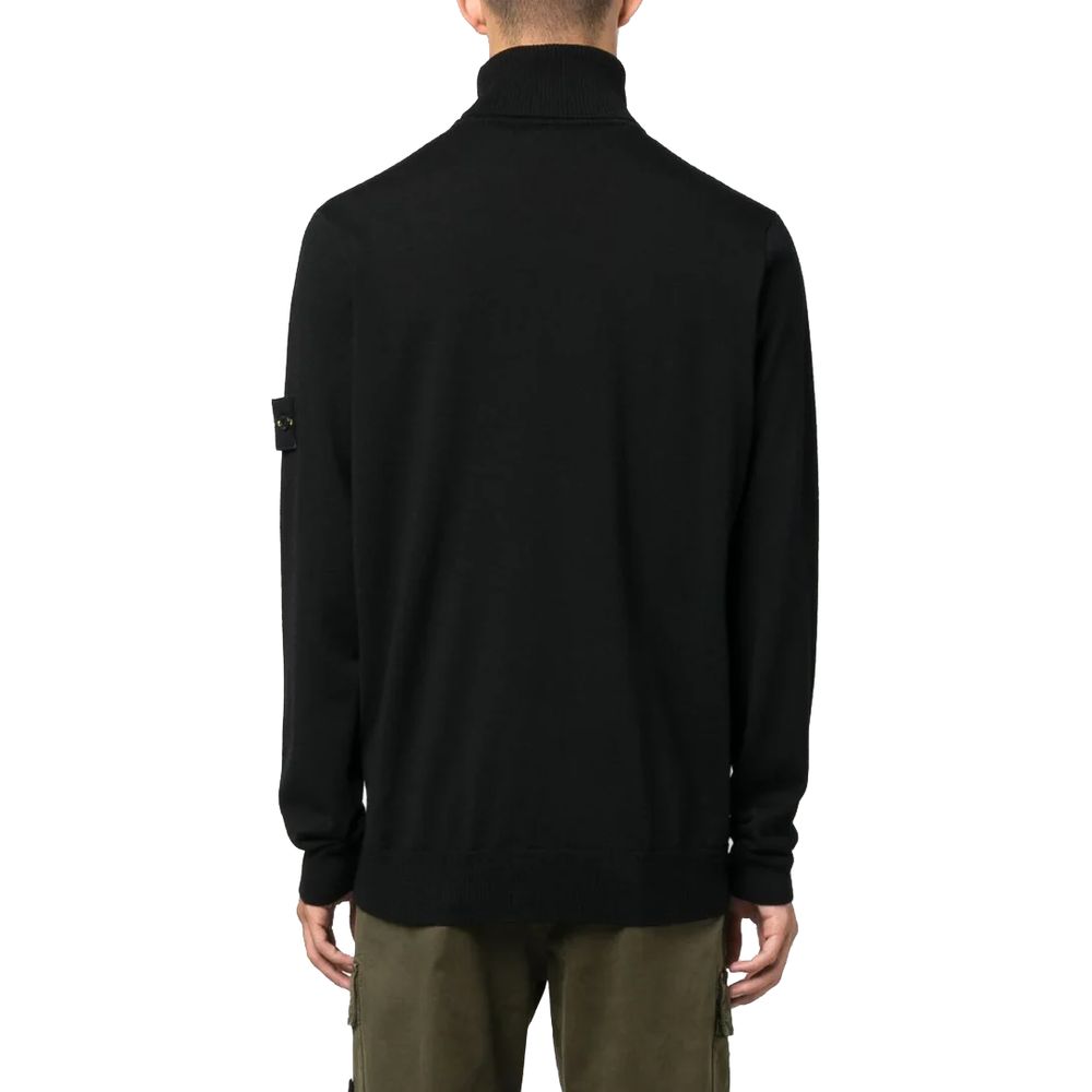 Suéter de lana negra para hombre de Stone Island