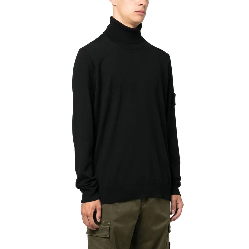 Suéter de lana negra para hombre de Stone Island