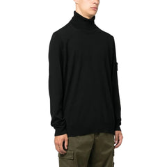 Suéter de lana negra para hombre de Stone Island