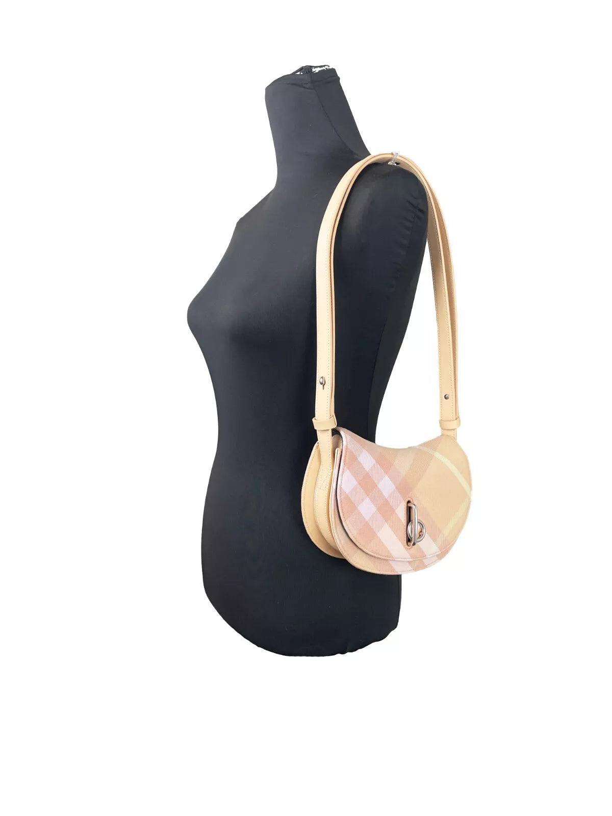 Bolso bandolera Burberry Mini Check Rocking Horse color melocotón
