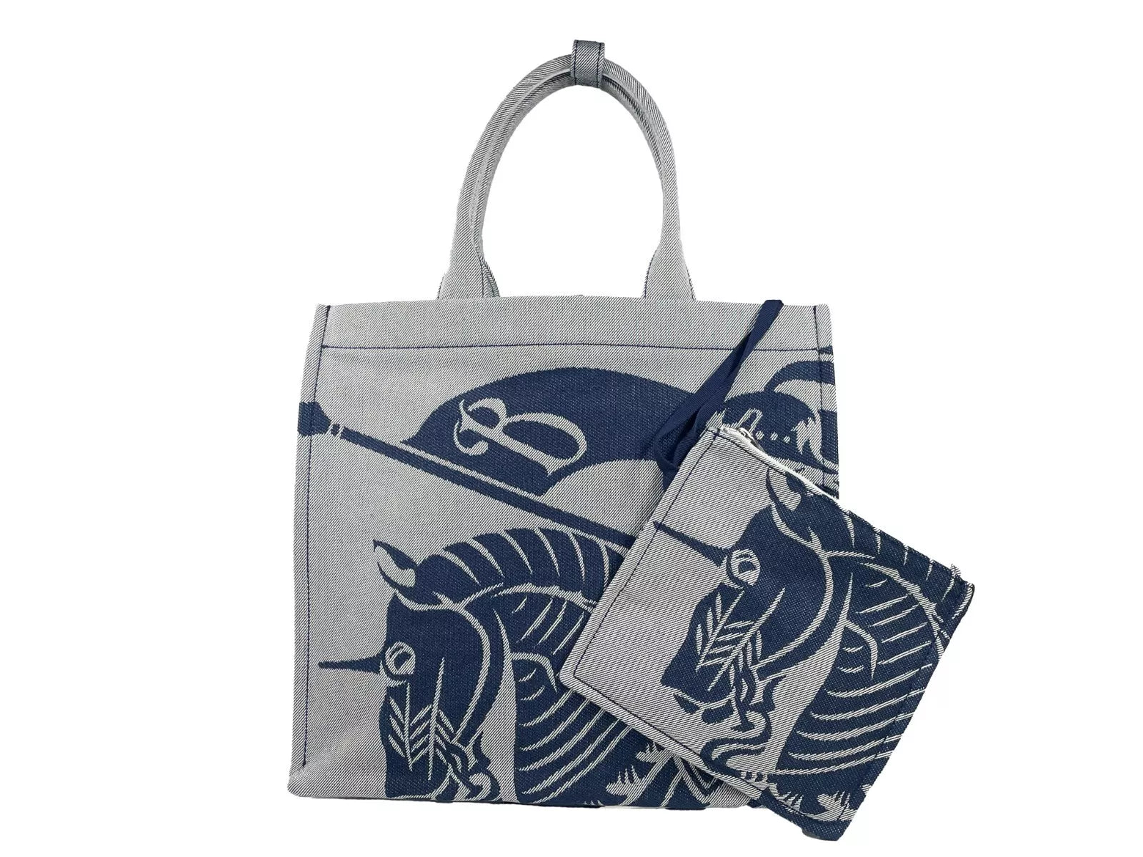 Bolso tote Burberry de lona azul marino EKD con monedero