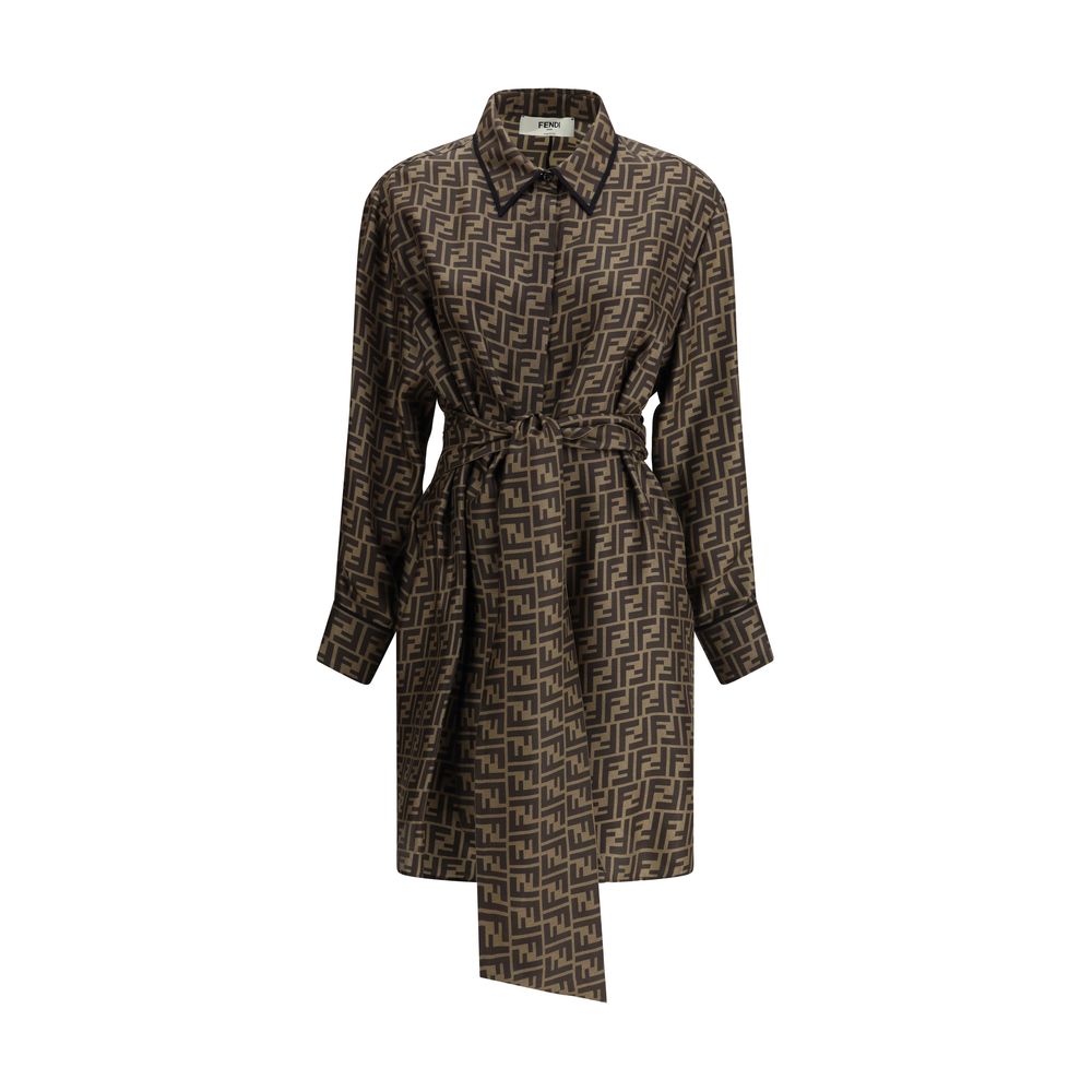 Vestido camisero con estampado FF de Fendi