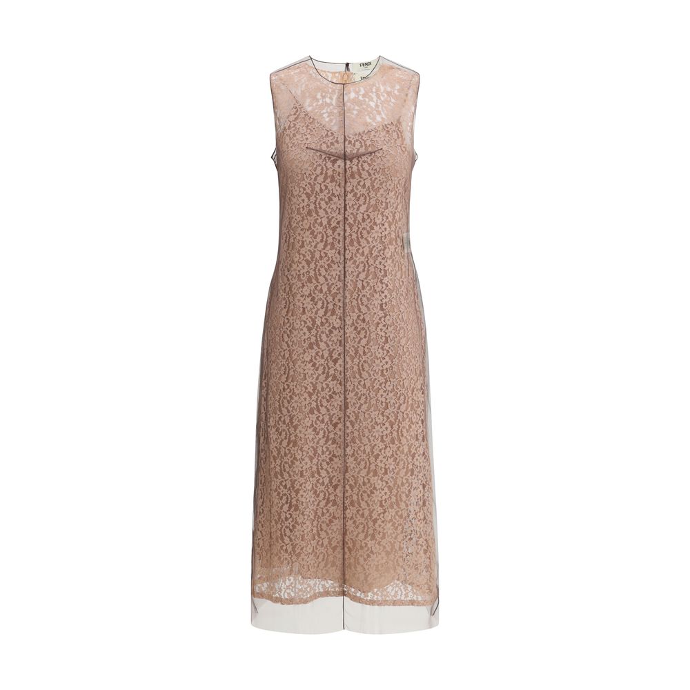 Vestido midi de encaje Fendi