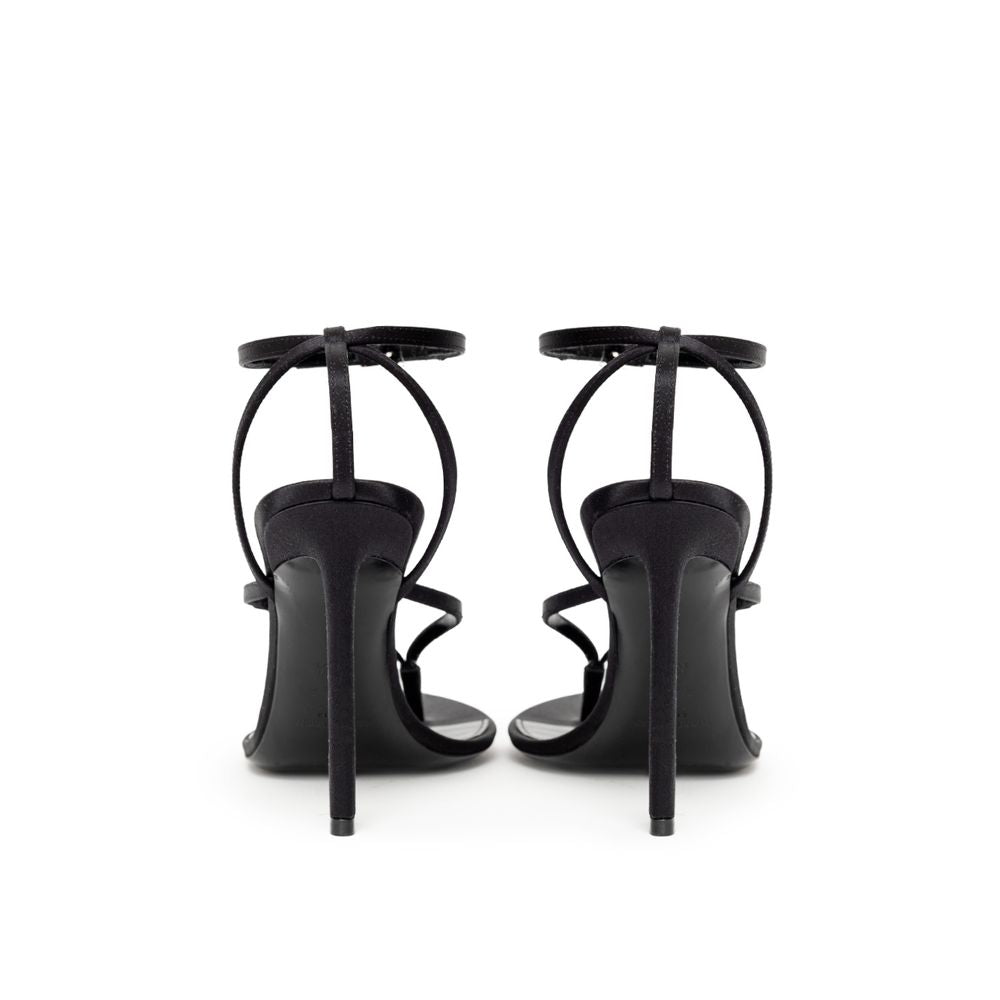 Sandalia E Raso de cuero negro de Saint Laurent