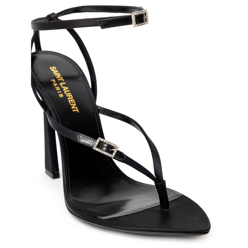 Sandalia E Raso de cuero negro de Saint Laurent