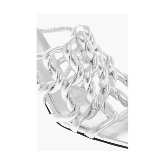 Sandalia de piel plateada para mujer de Bottega Veneta