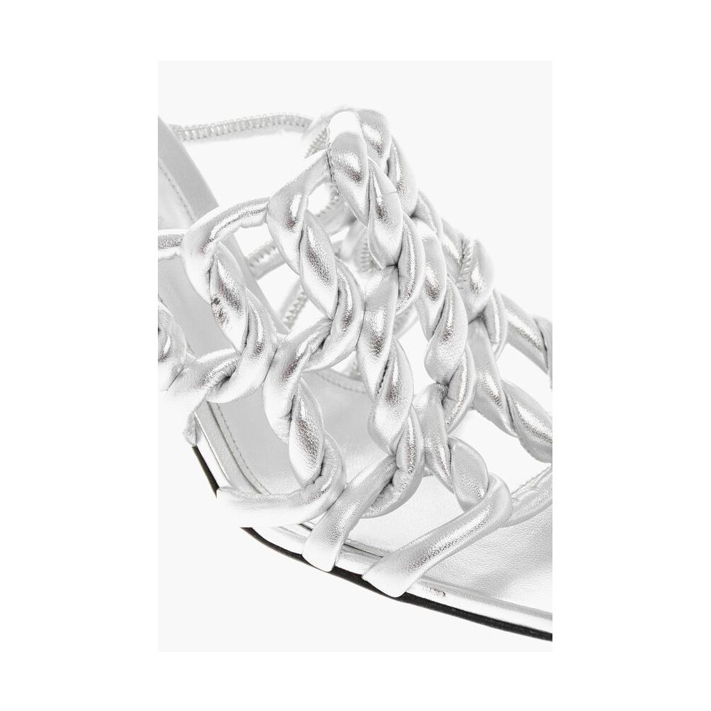Sandalia de piel plateada para mujer de Bottega Veneta