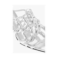 Sandalia de piel plateada para mujer de Bottega Veneta