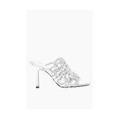 Sandalia de piel plateada para mujer de Bottega Veneta