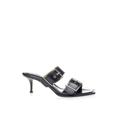 Alexander McQueen eleva tus pasos con sandalias de cuero negro atemporales