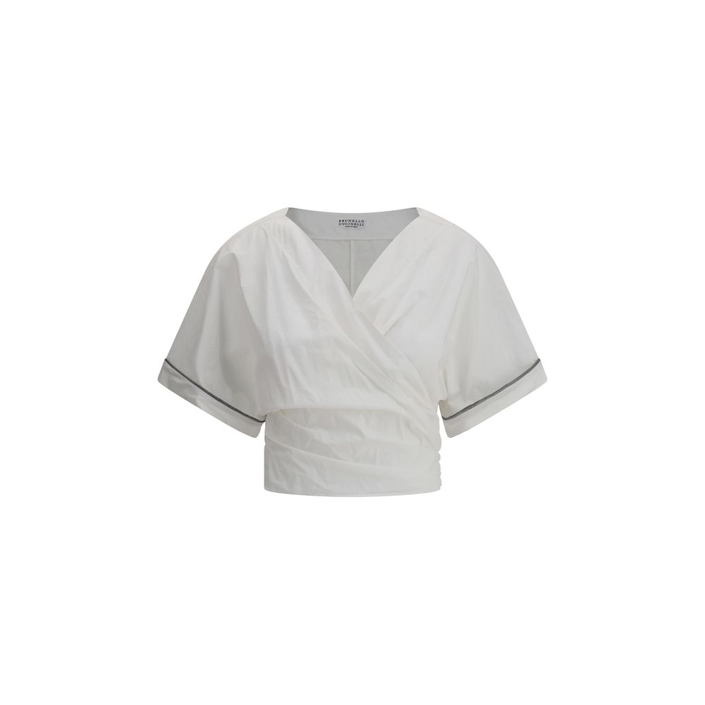 Blusa con cintura anudada con hebilla Brunello Cucinelli