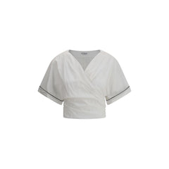 Blusa con cintura anudada con hebilla Brunello Cucinelli