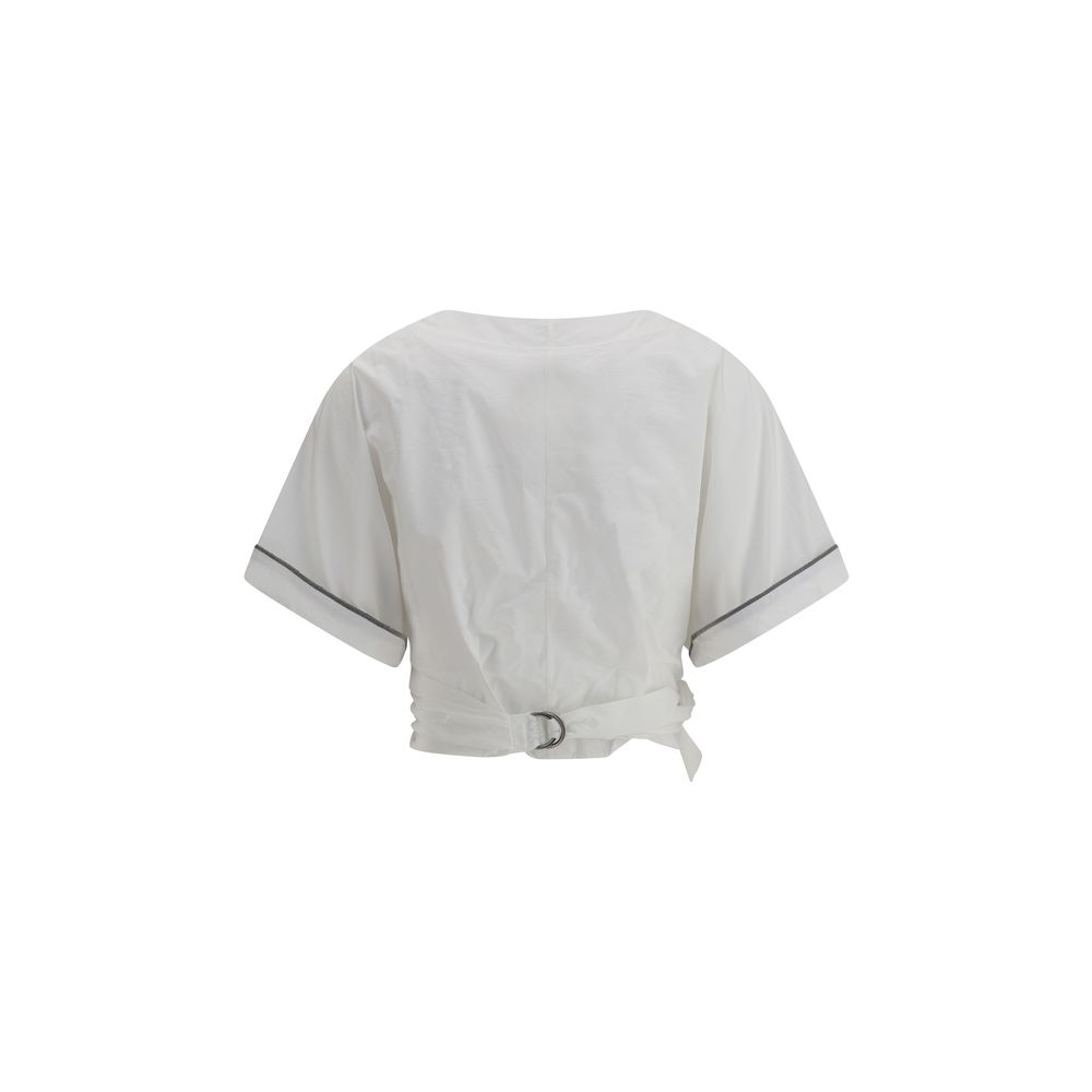 Blusa con cintura anudada con hebilla Brunello Cucinelli