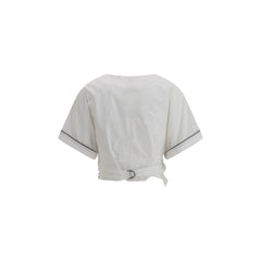 Blusa con cintura anudada con hebilla Brunello Cucinelli
