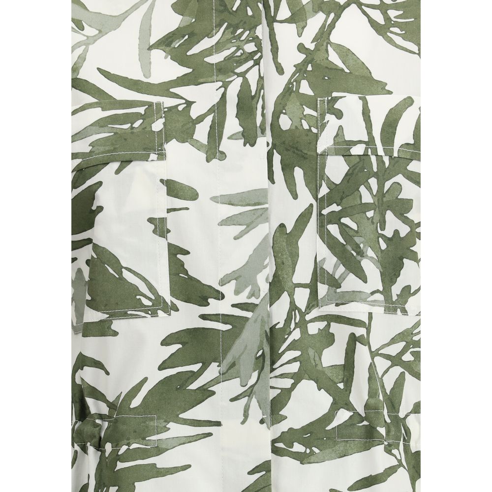 Brunello Cucinelli Camisa larga con estampado de hojas
