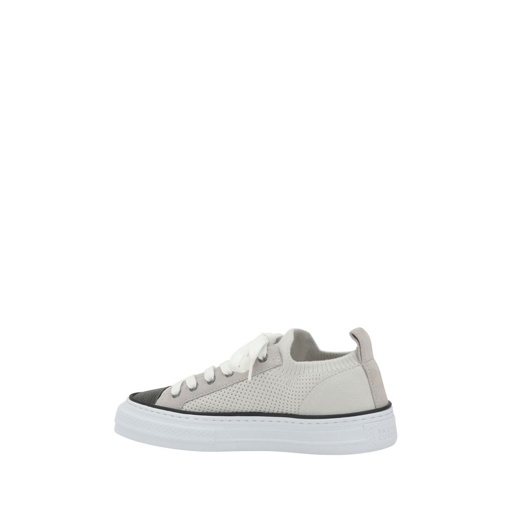 Brunello Cucinelli Zapatillas deportivas de malla de algodón y ante