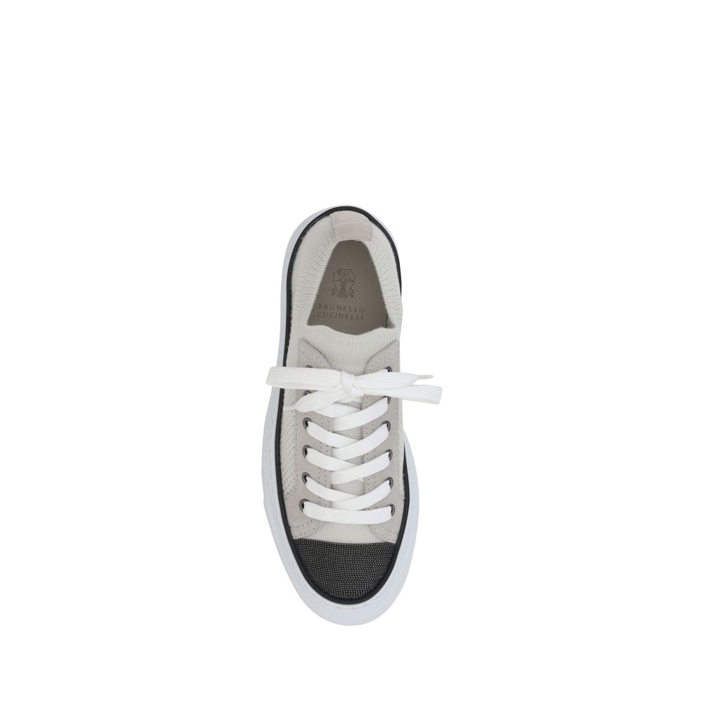 Brunello Cucinelli Zapatillas deportivas de malla de algodón y ante